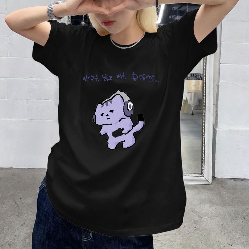Kaus Gambar Cetak Teks Lucu 'L - Korean Women Lifestyle ulasan dan harga